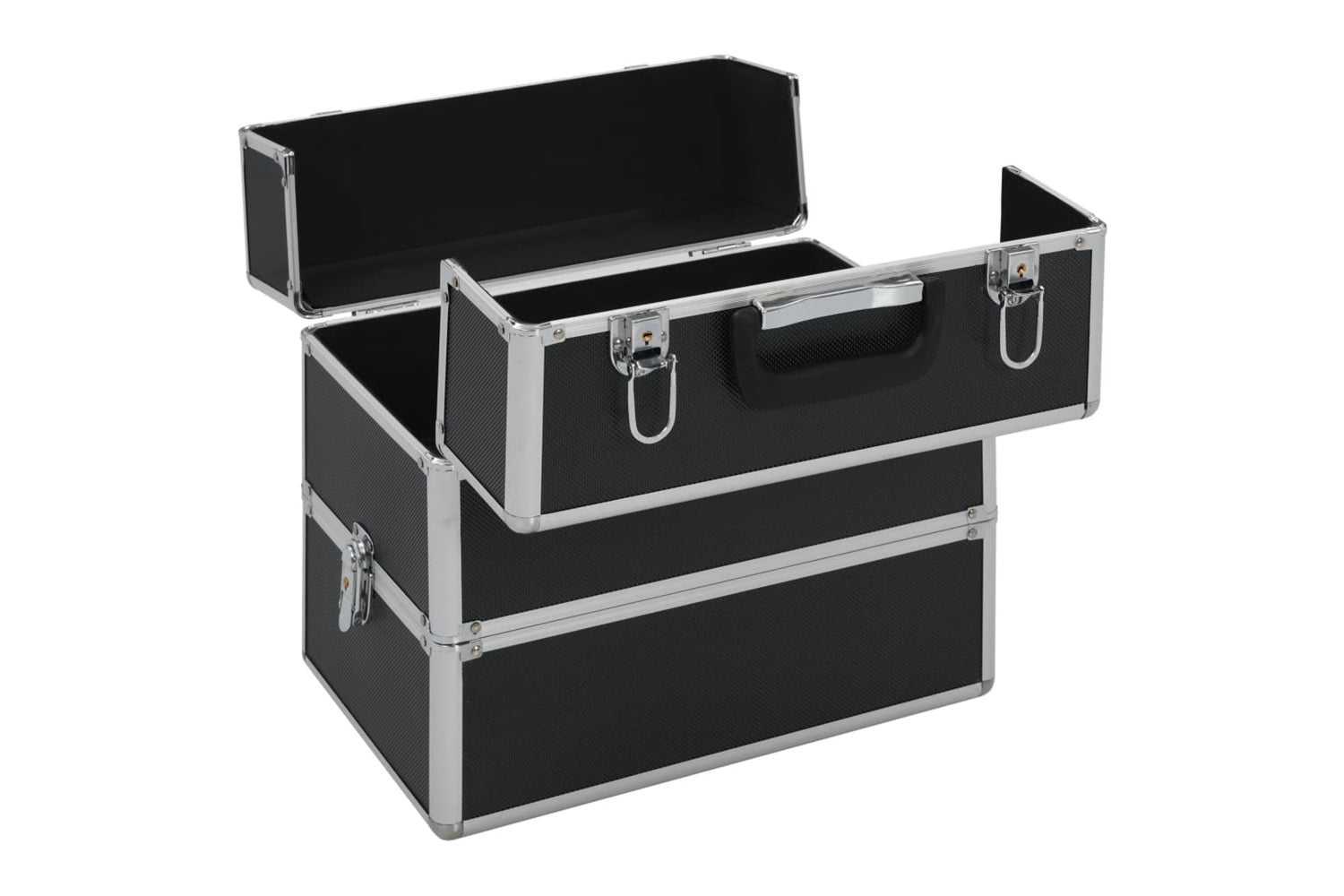 vidaXL 91837 Make-up Case 37x24x35cm Black Aluminium-5
