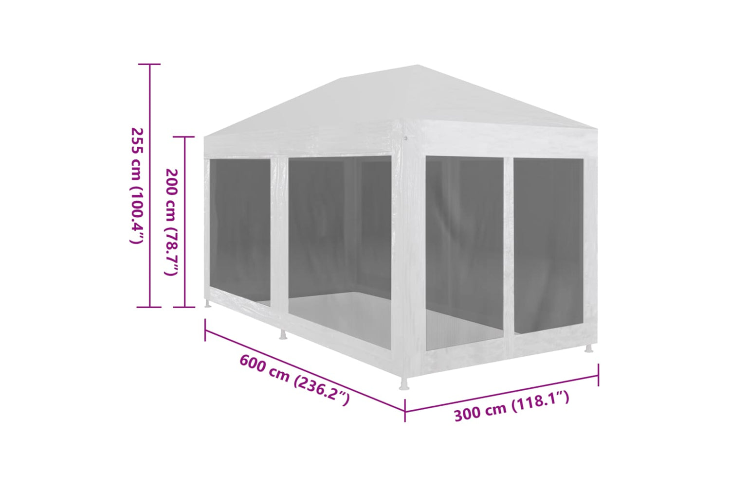 Vidaxl 45110 Party Tent With 6 Mesh Sidewalls 6x3 M-5