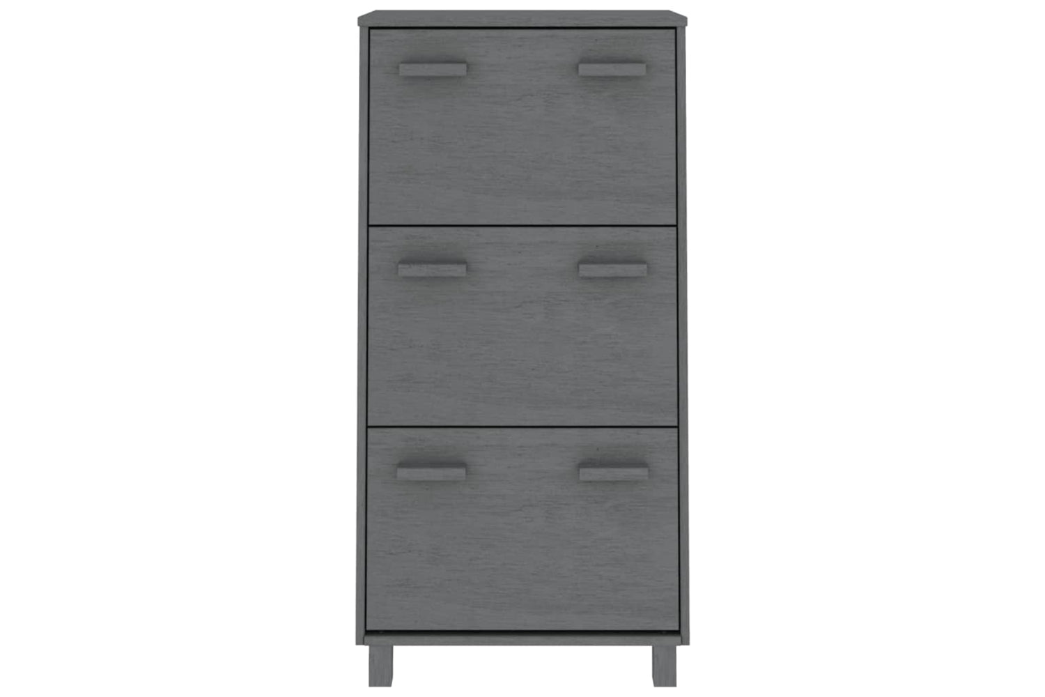 vidaXL Shoe Cabinet Hamar Dark Grey 59.5x35x117cm Solid Wood Pine-2