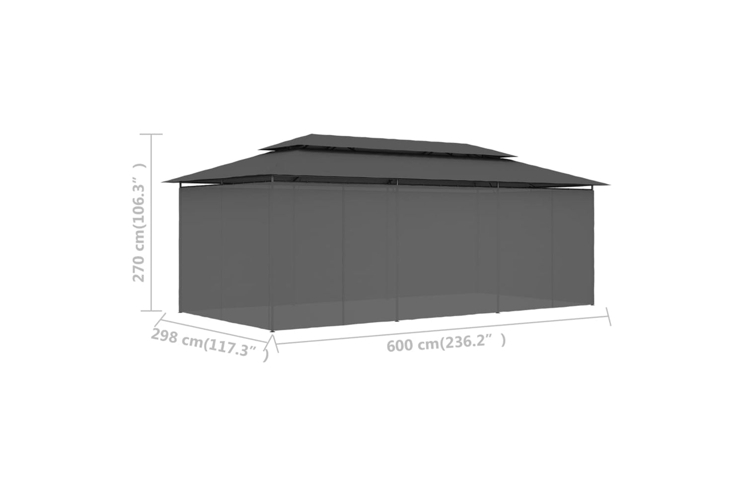 vidaXL 47966 Gazebo With Curtains 600x298x270cm Anthracite-9
