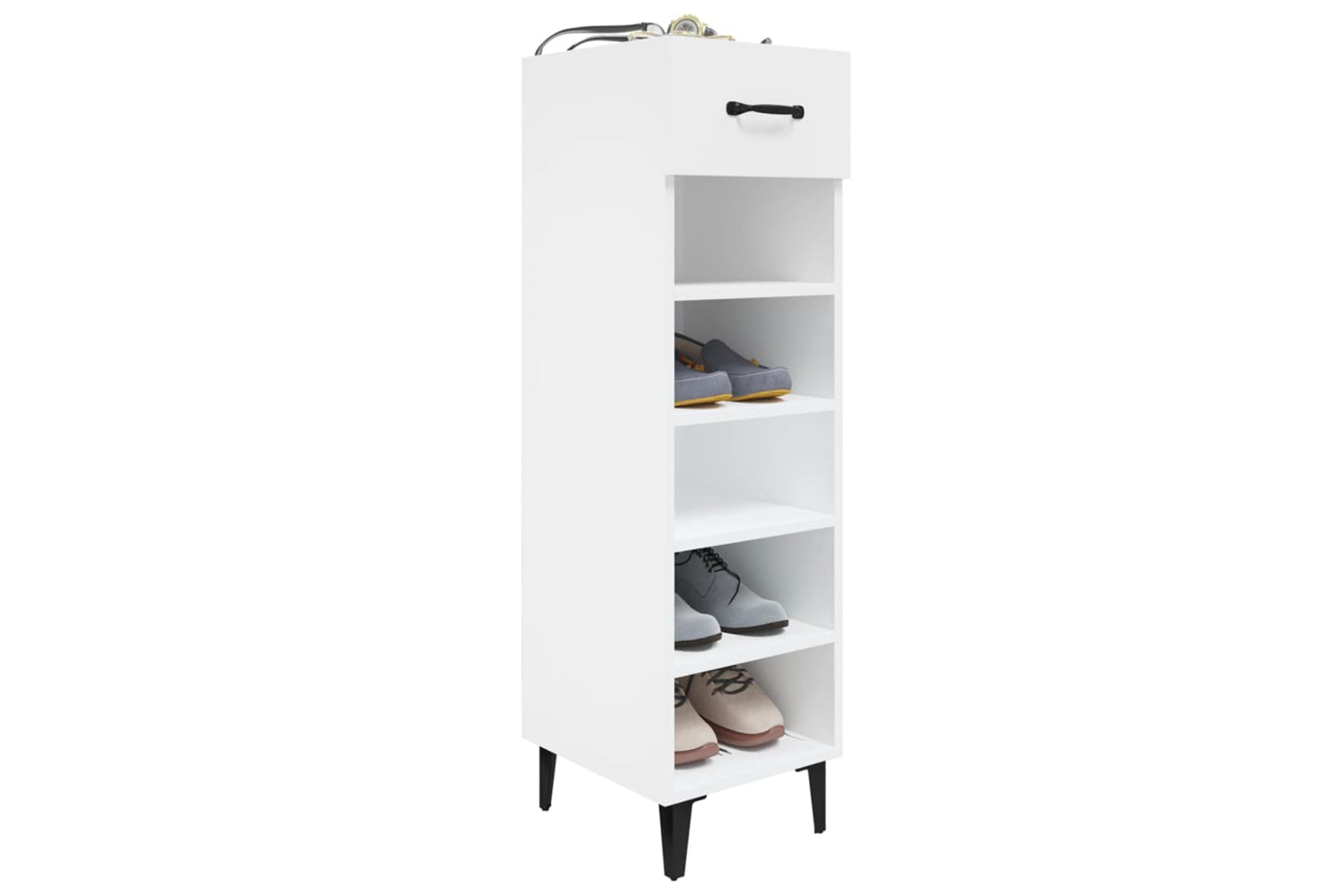 vidaXL 812813 Shoe Cabinet High Gloss White 30x35x105cm Engineered Wood-3