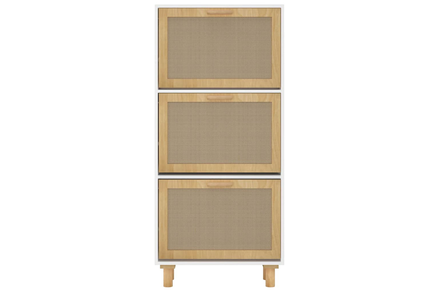 vidaXL 345648 Shoe Cabinet White 52x25x115cm Engineered Wood&natural Rattan-4