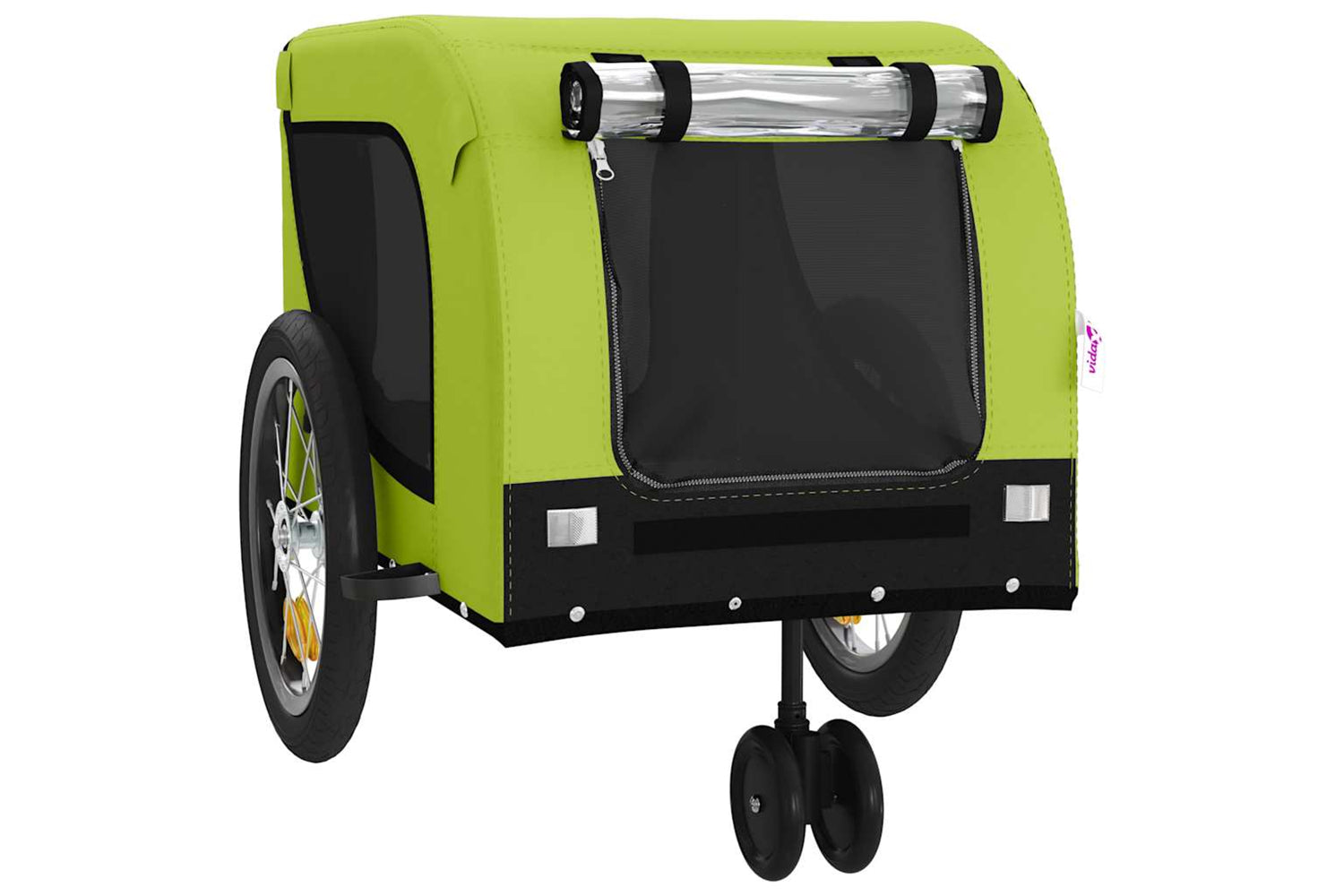 Vidaxl 94025 Pet Bike Trailer Green And Black Oxford Fabric And Iron-3
