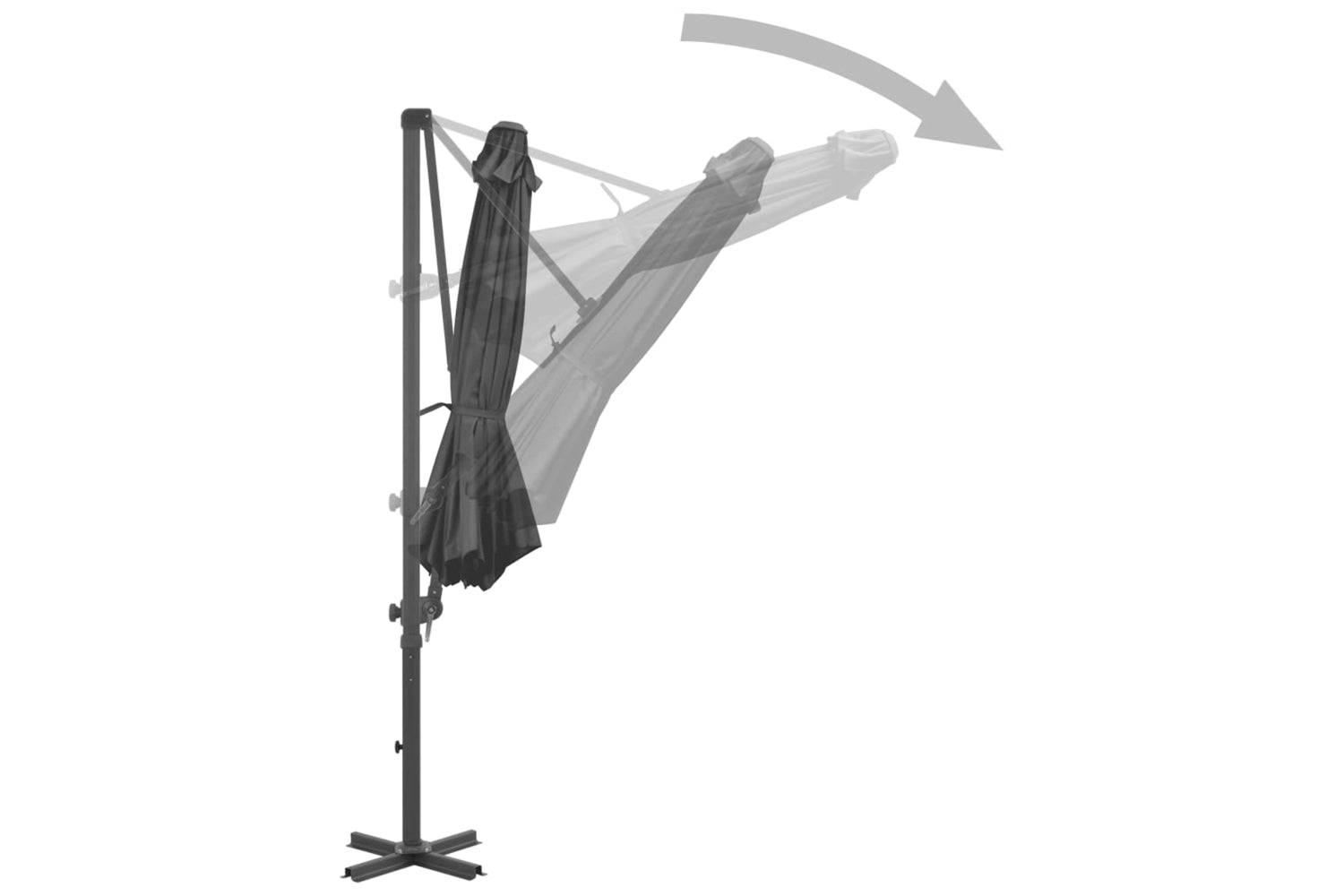 vidaXL 44622 Cantilever Umbrella With Aluminium Pole Anthracite 300cm-4