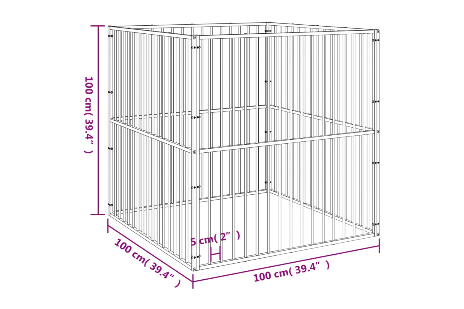 Vidaxl 172209 Dog Playpen 4 Panel Black Galvanised Steel-7