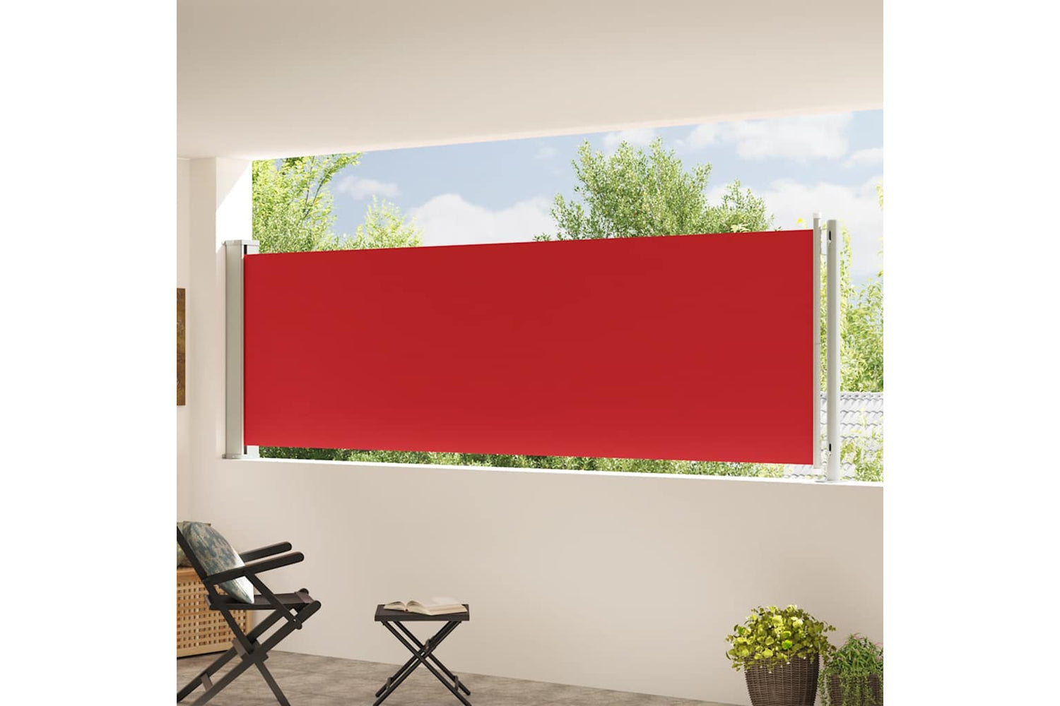 vidaXL 317949 Patio Retractable Side Awning 117x600cm Red-2