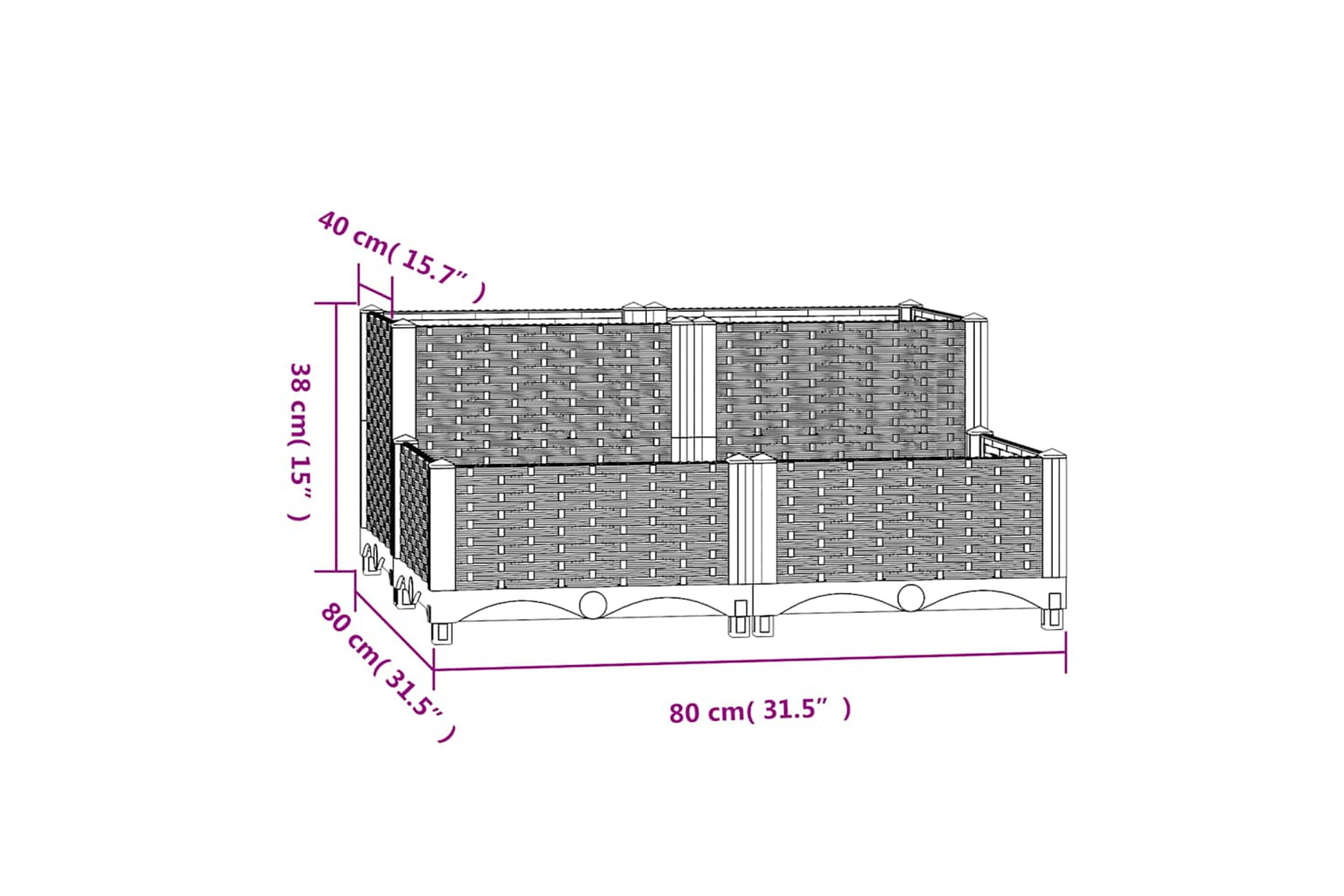 vidaXL 310409 Raised Bed 80x80x38cm Polypropylene-6