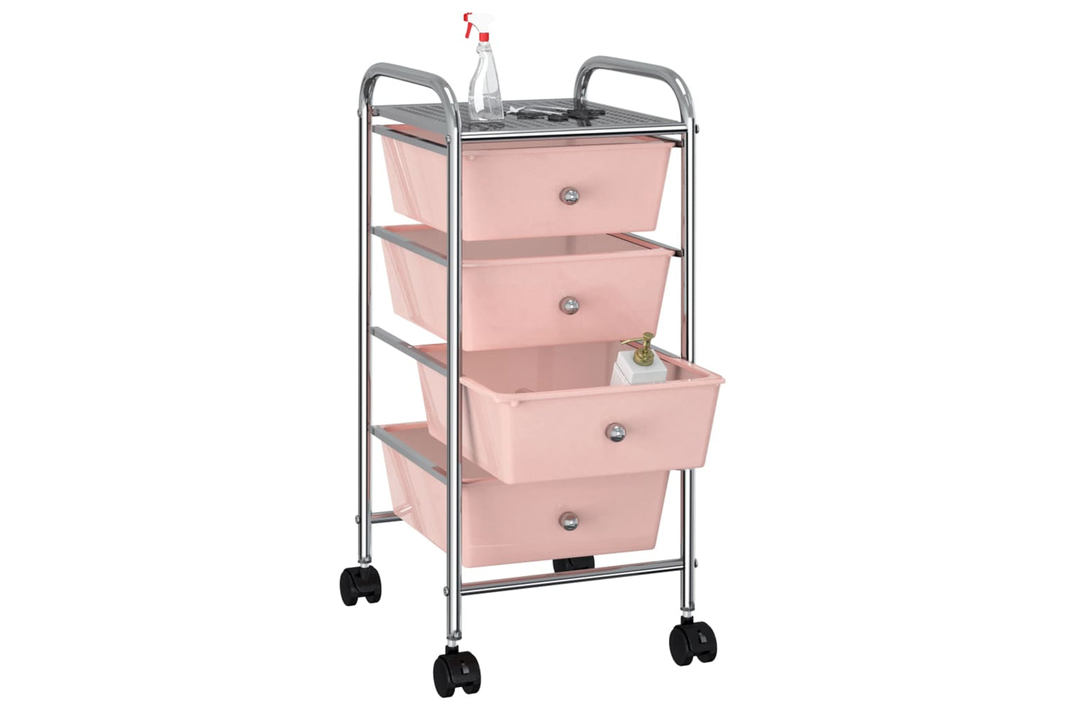 Vidaxl 320400 4-drawer Mobile Storage Trolley Pink Plastic-3