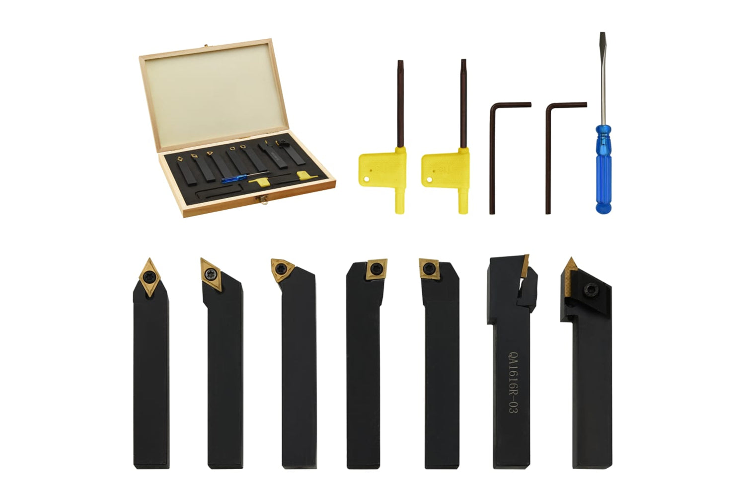 vidaXL 12 Pieces Indexable Turning Tool Set 16x16mm 100mm-2