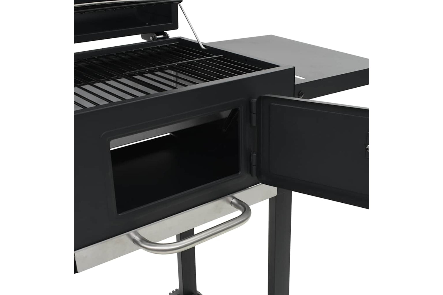 Vidaxl Charcoal-fueled Bbq Grill With Bottom Shelf Black-8