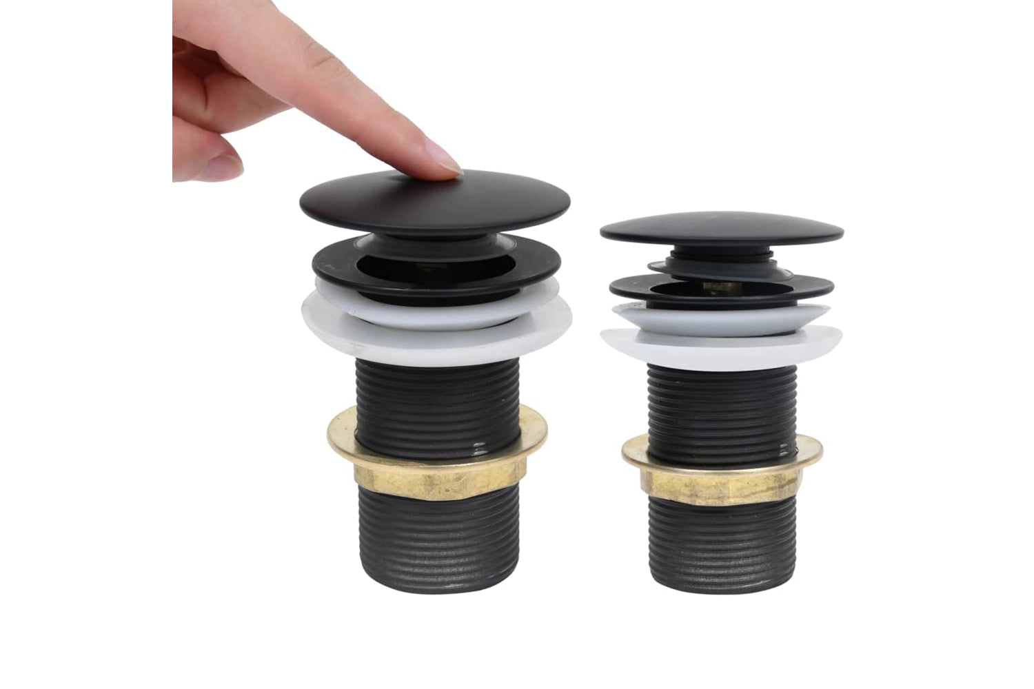 vidaXL 149061 Push Drain Without Overflow Function Black 6.4x6.4x9.1cm-2
