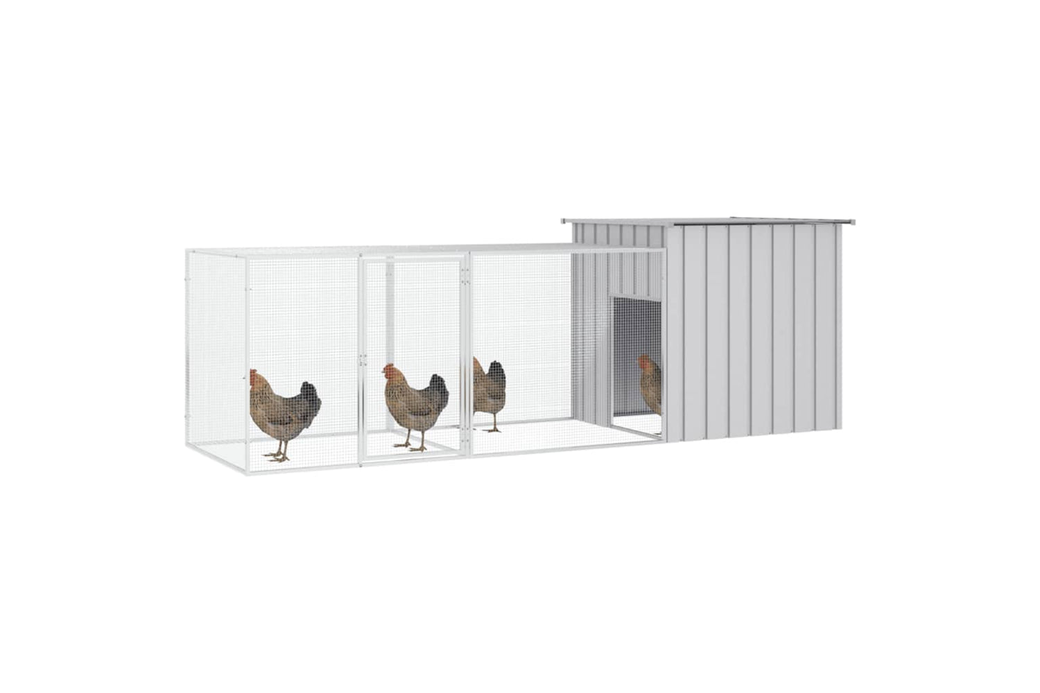 vidaXL 3106460 Chicken Cage Grey 300x91x100cm Galvanised Steel-2