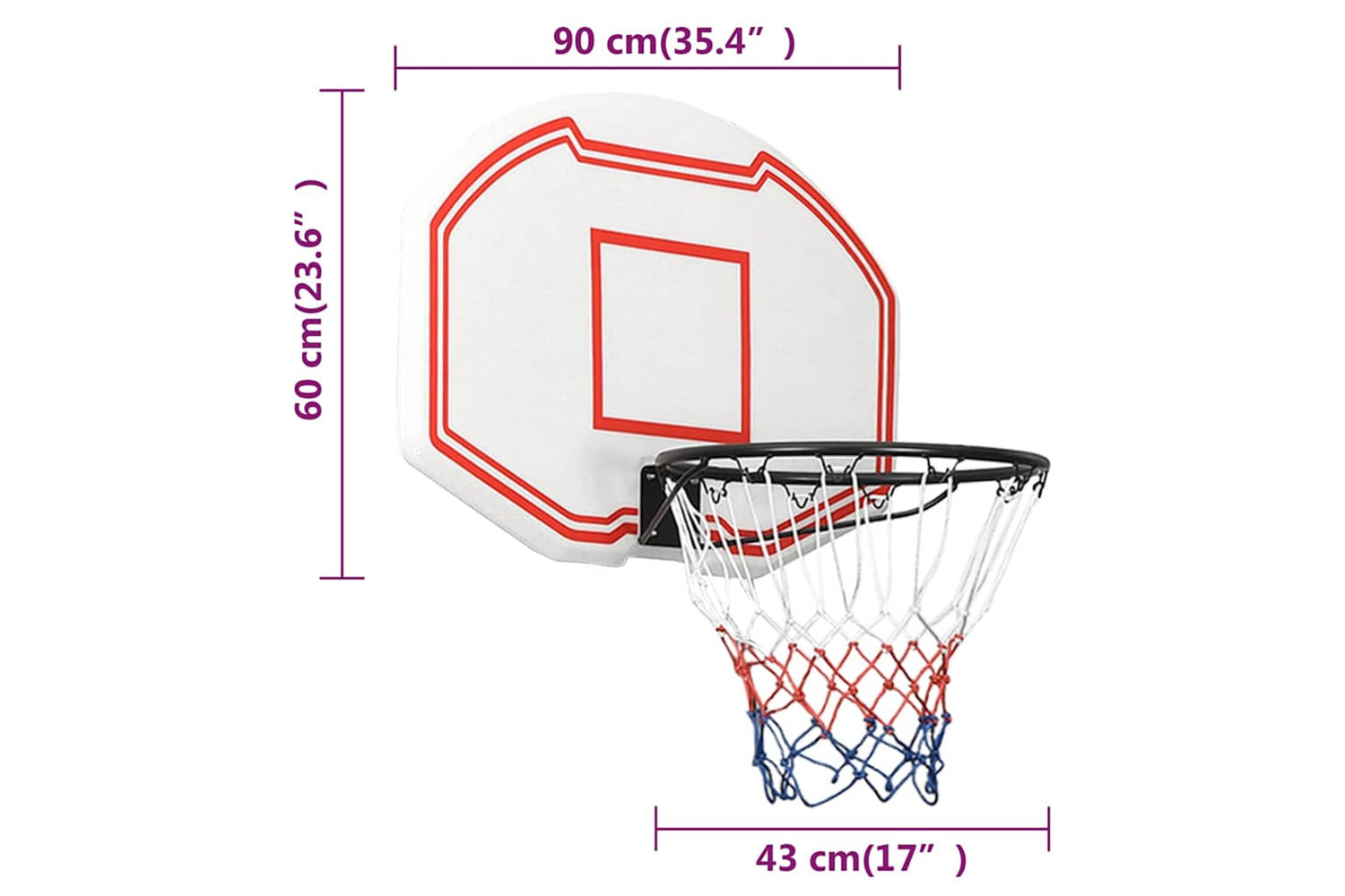 Vidaxl Basketball Backboard White 90x60x2 Cm Polyethene-7