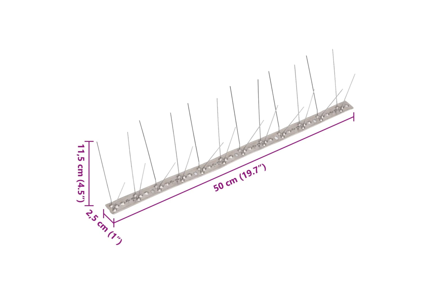 Vidaxl 149131 4-row Stainless Steel Bird & Pigeon Spikes Set Of 20 10 M-7