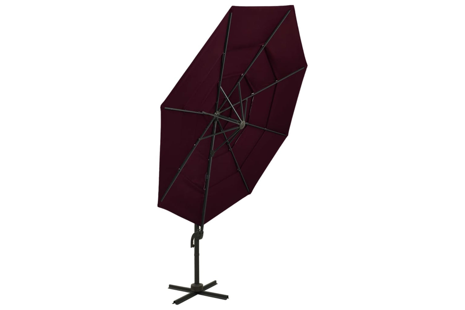 Vidaxl 313832 4-tier Parasol With Aluminium Pole Bordeaux Red 3x3 M-3