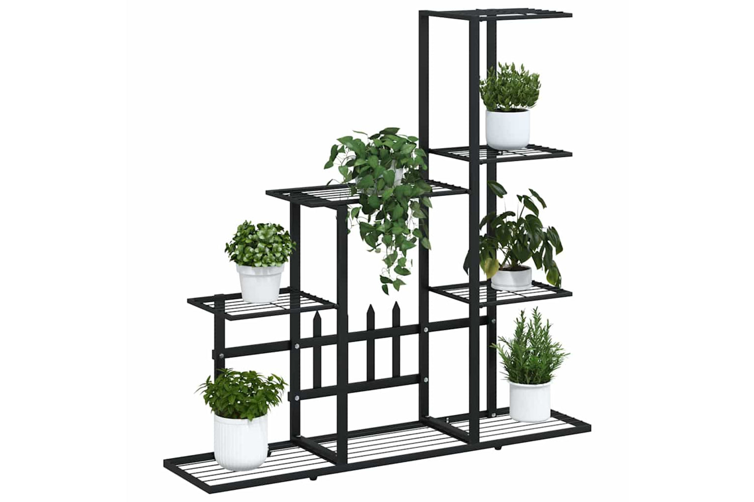 vidaXL 336112 Flower Stand 94.5x25x88cm Black Metal-3