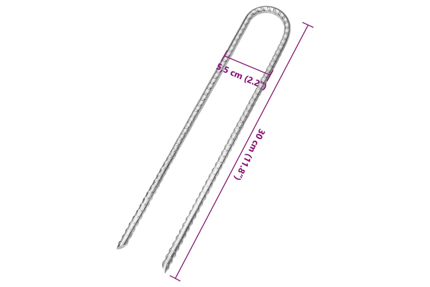 vidaXL 4009345 Tent Pegs 6 Pcs U-shaped 30cm x 7mm Galvanised Steel-5