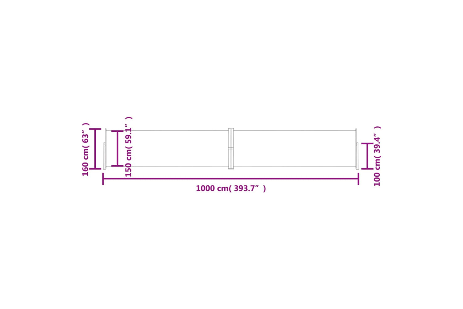 vidaXL 318032 Retractable Side Awning Anthracite 160x1000cm-7
