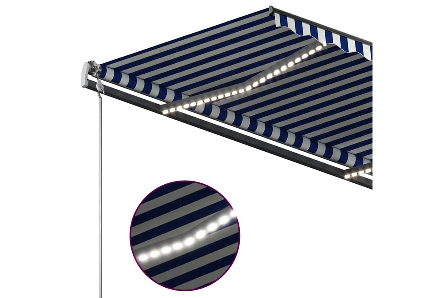 Vidaxl Manual Retractable Awning With Led 3.5x2.5 M Blue And White-6