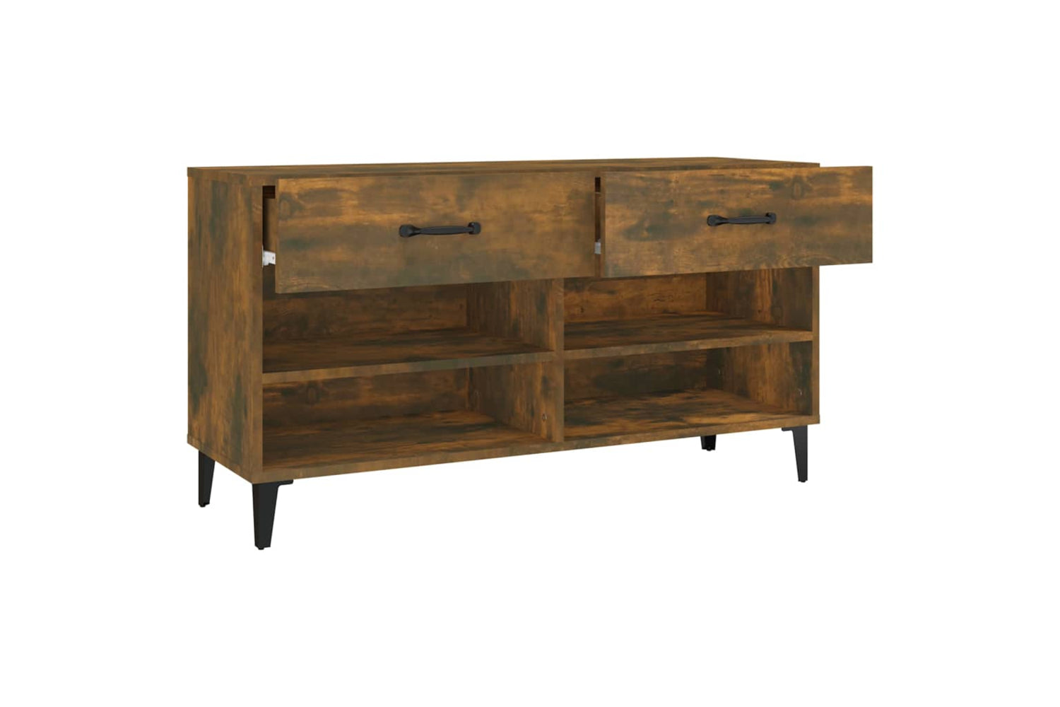 vidaXL 817570 Shoe Cabinet Smoked Oak 102x35x55cm Engineered Wood-6