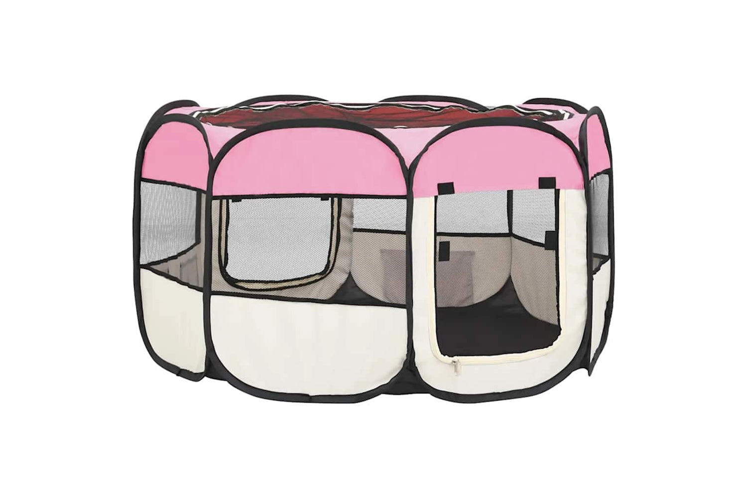 Vidaxl Foldable Dog Playpen With Carrying Bag Pink 110x110x58 Cm-5