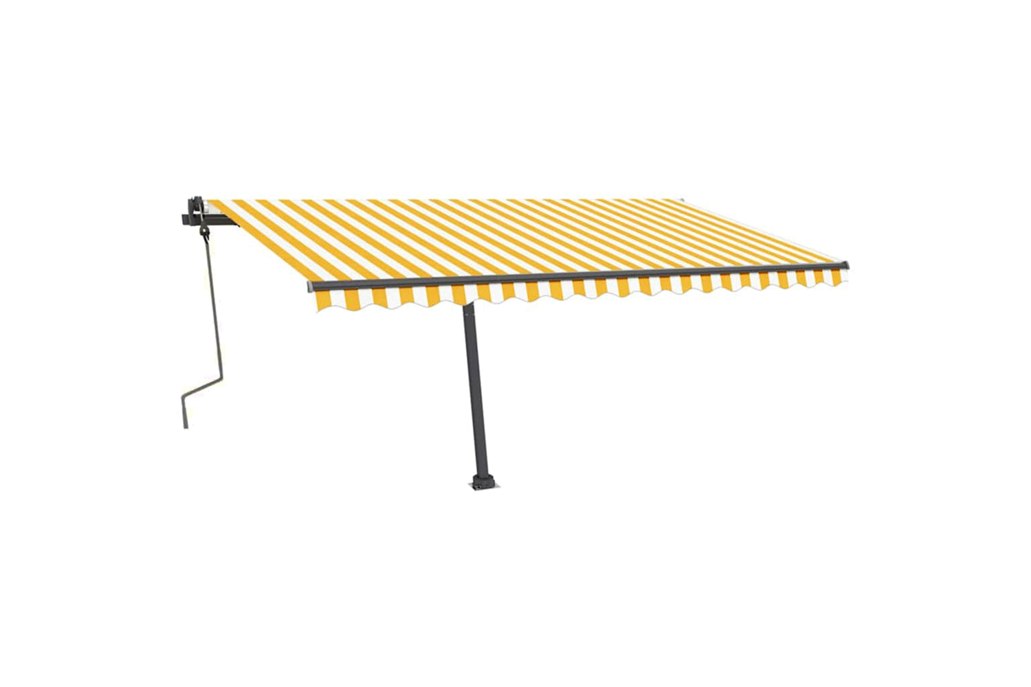 Vidaxl Manual Retractable Awning With Led 450x300 Cm Yellow And White-3