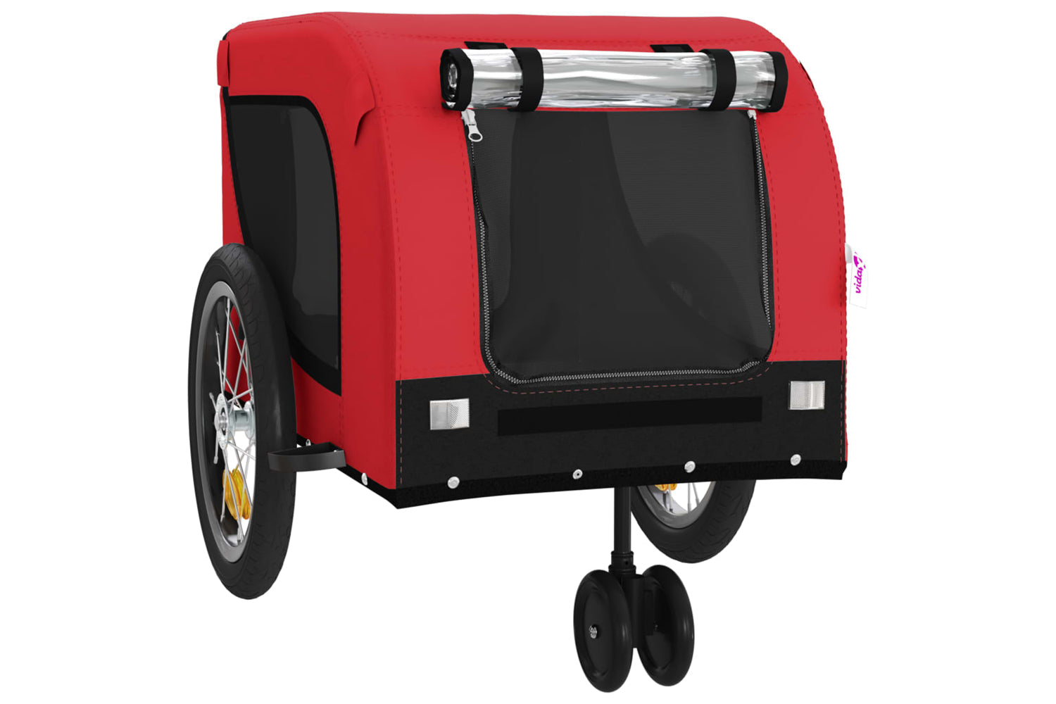 Vidaxl 94020 Pet Bike Trailer Red And Black Oxford Fabric And Iron-3