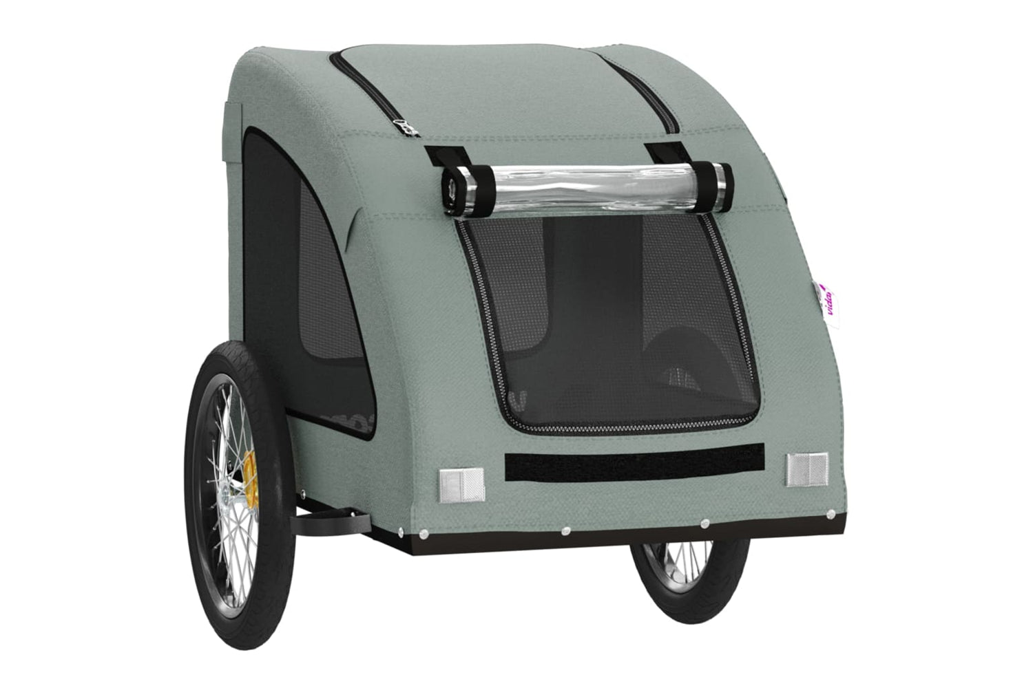 Vidaxl 93965 Pet Bike Trailer Grey Oxford Fabric And Iron-4
