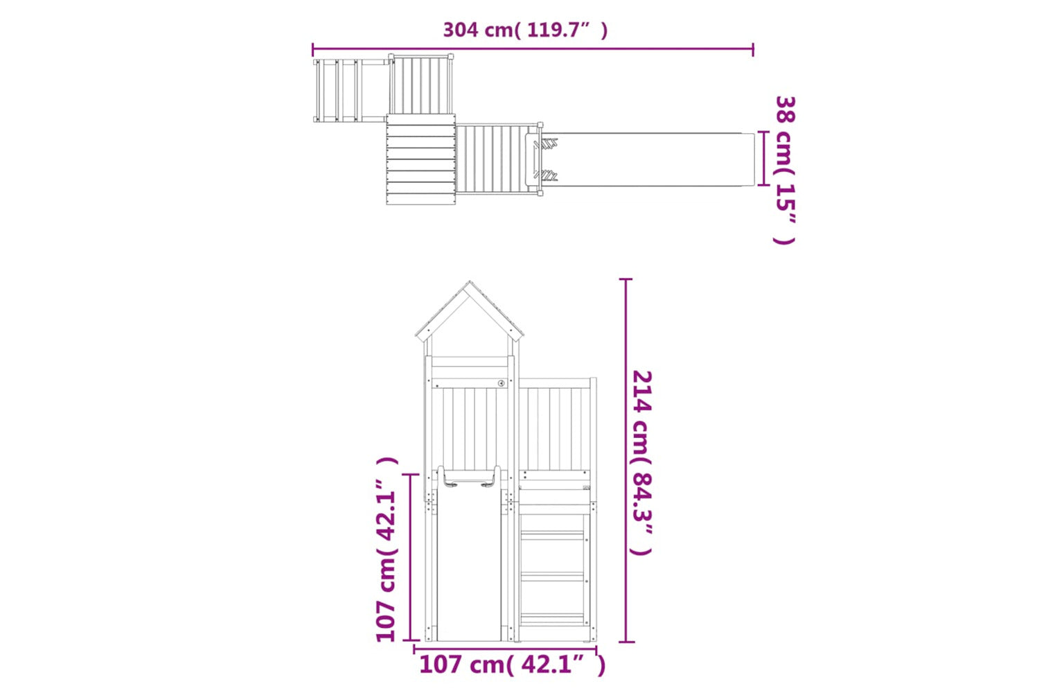 Vidaxl 3155828 Playhouse With Slide Solid Wood Pine-9