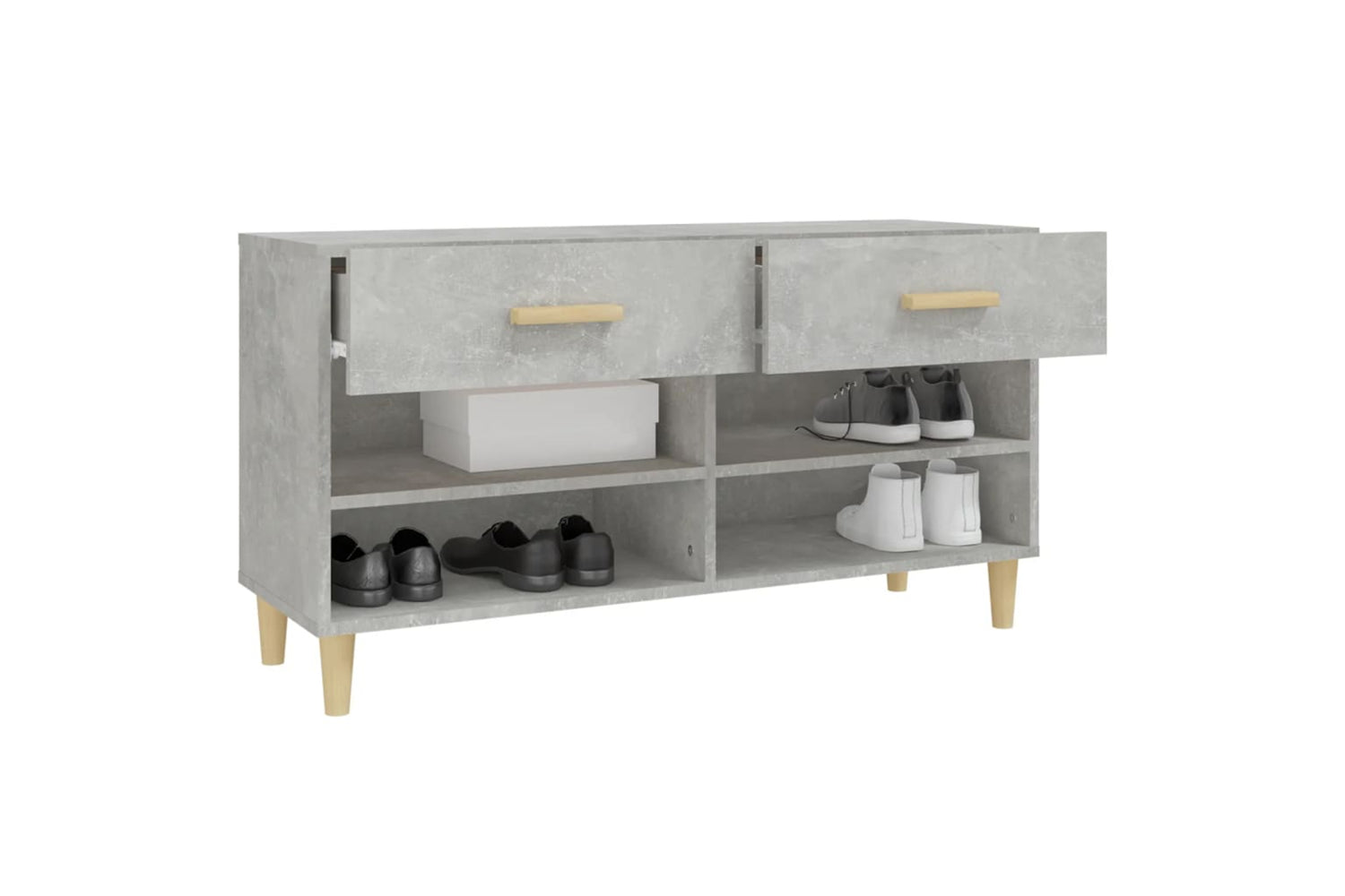 vidaXL 812820 Shoe Cabinet Concrete Grey 102x35x55cm Engineered Wood-4