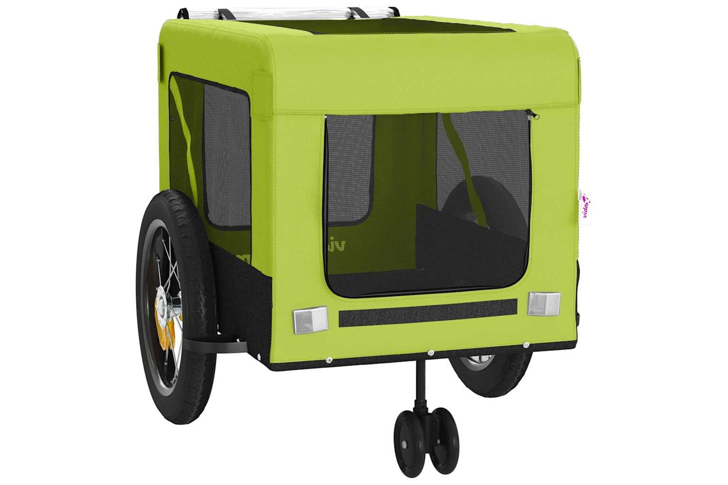 Vidaxl 93934 Pet Bike Trailer Green And Black Oxford Fabric And Iron-5