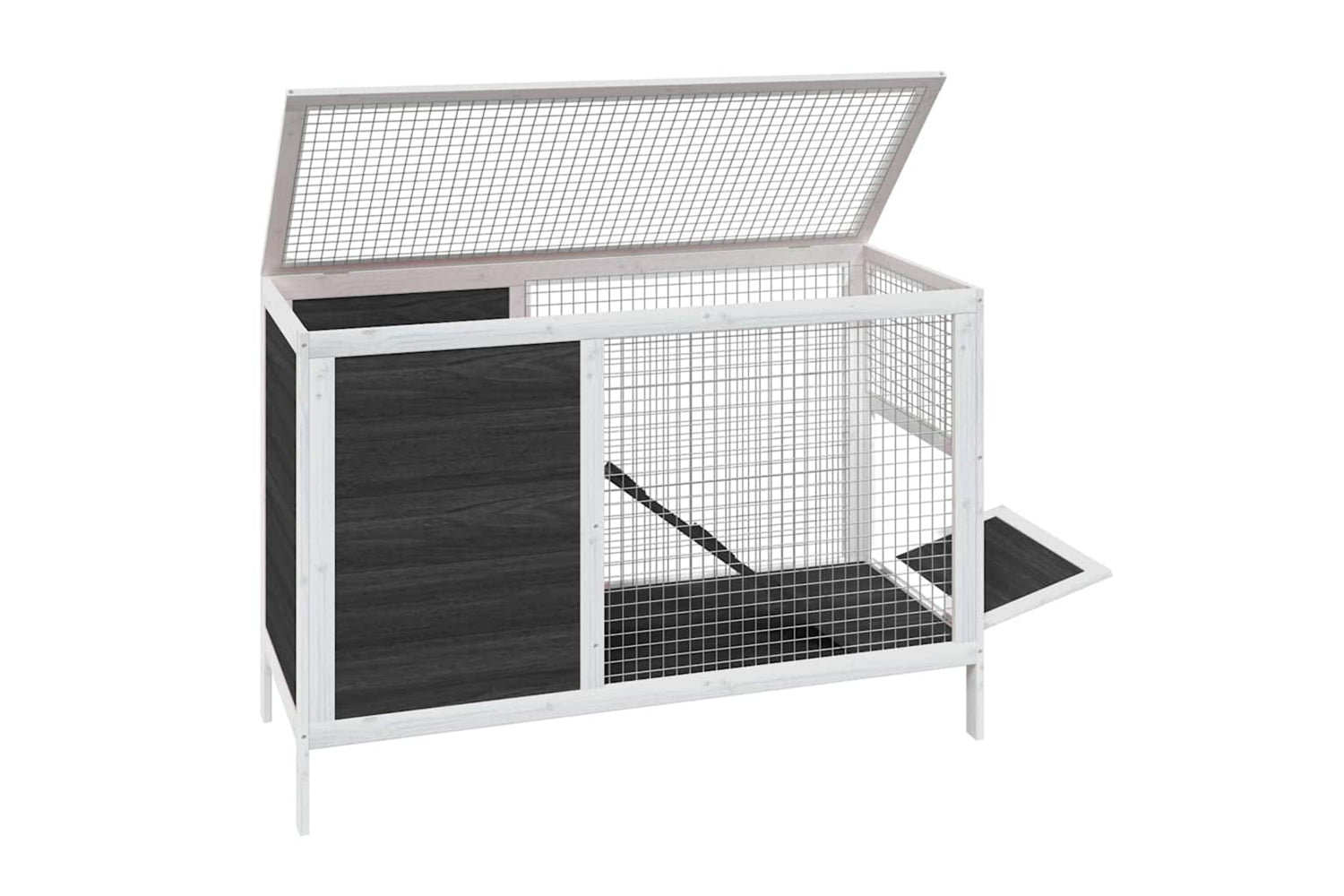 Vidaxl Rabbit Hutch Grey 103x44x69.5 Cm Solid Wood Pine-3