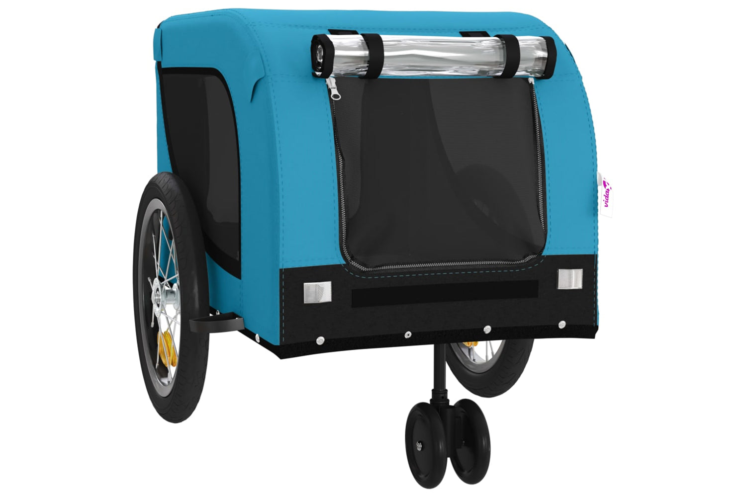 Vidaxl 94023 Pet Bike Trailer Blue And Black Oxford Fabric And Iron-3