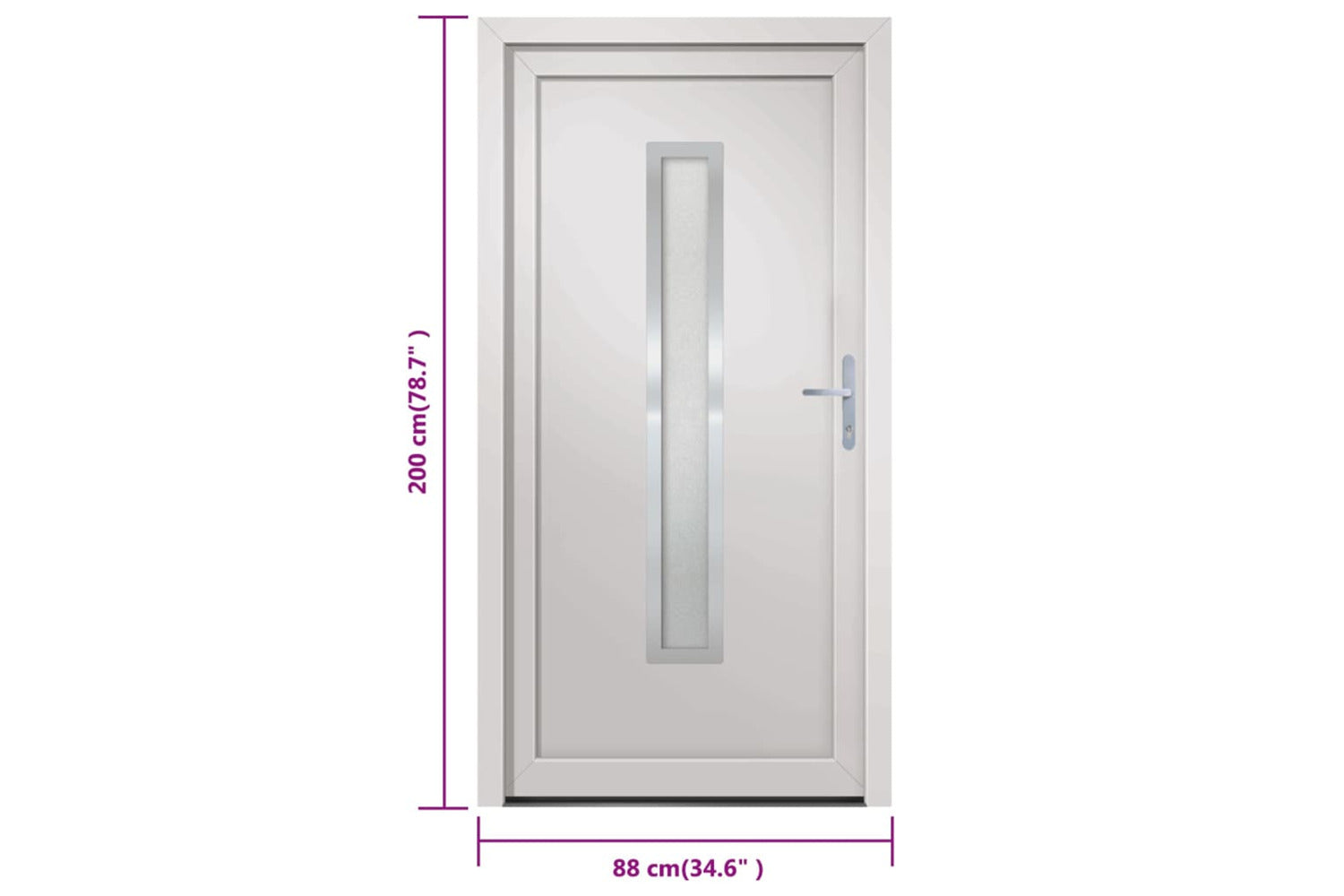 vidaXL 3187891 Front Door White 88x200cm Pvc-3