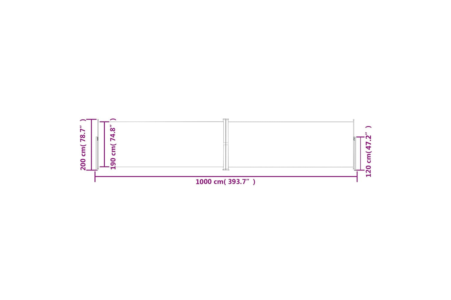 vidaXL 318043 Retractable Side Awning Cream 200x1000cm-7