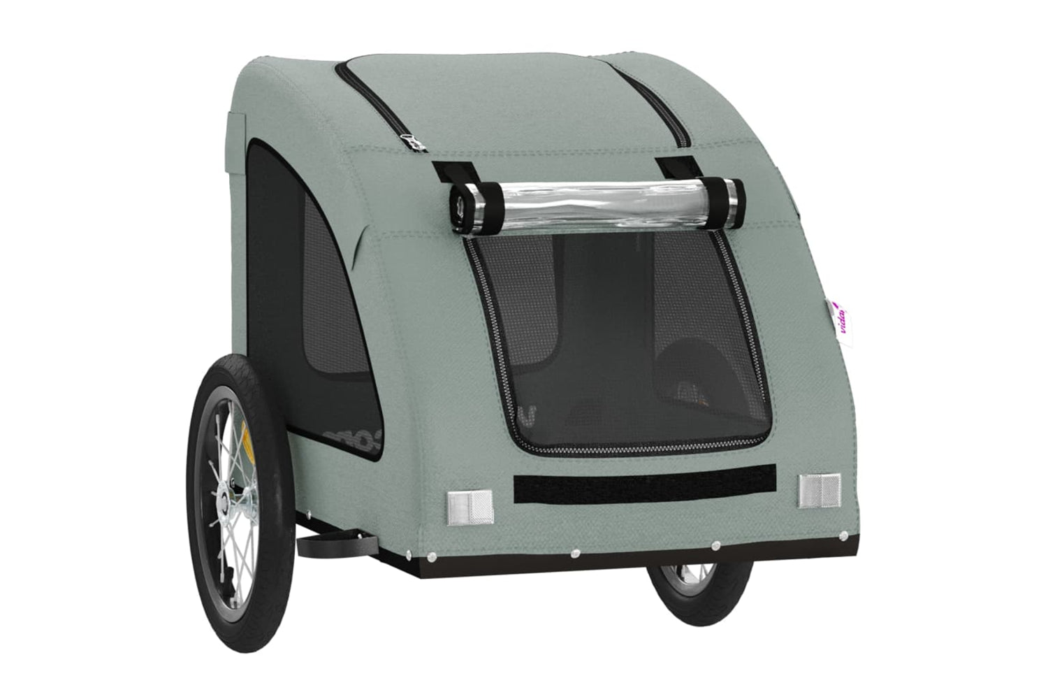 Vidaxl 93958 Pet Bike Trailer Grey Oxford Fabric And Iron-4