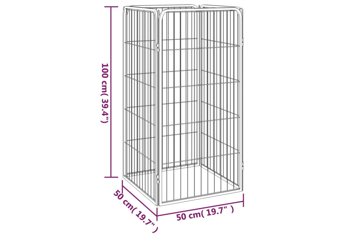 vidaXL 171793 Dog Playpen 4 Panels Black 50x100cm Powder-coated Steel-6