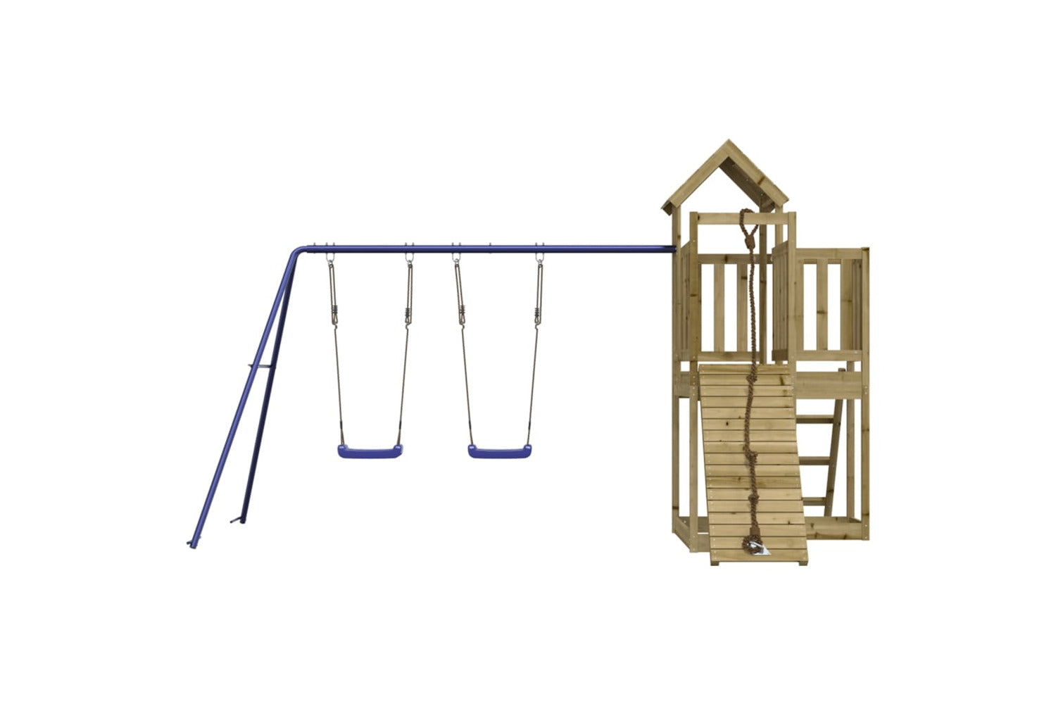 Vidaxl 3155839 Playhouse With Climbing Wall Swings Impregnated Wood Pine-4