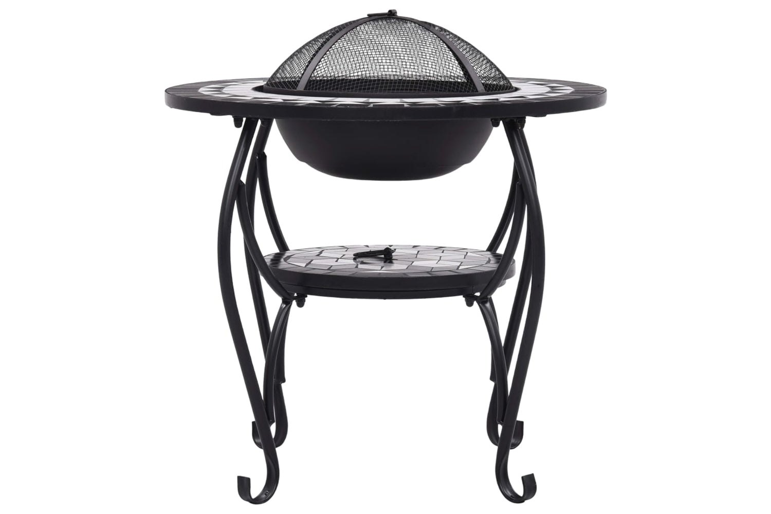 vidaXL 46725 Mosaic Fire Pit Table Black And White 68cm Ceramic-4