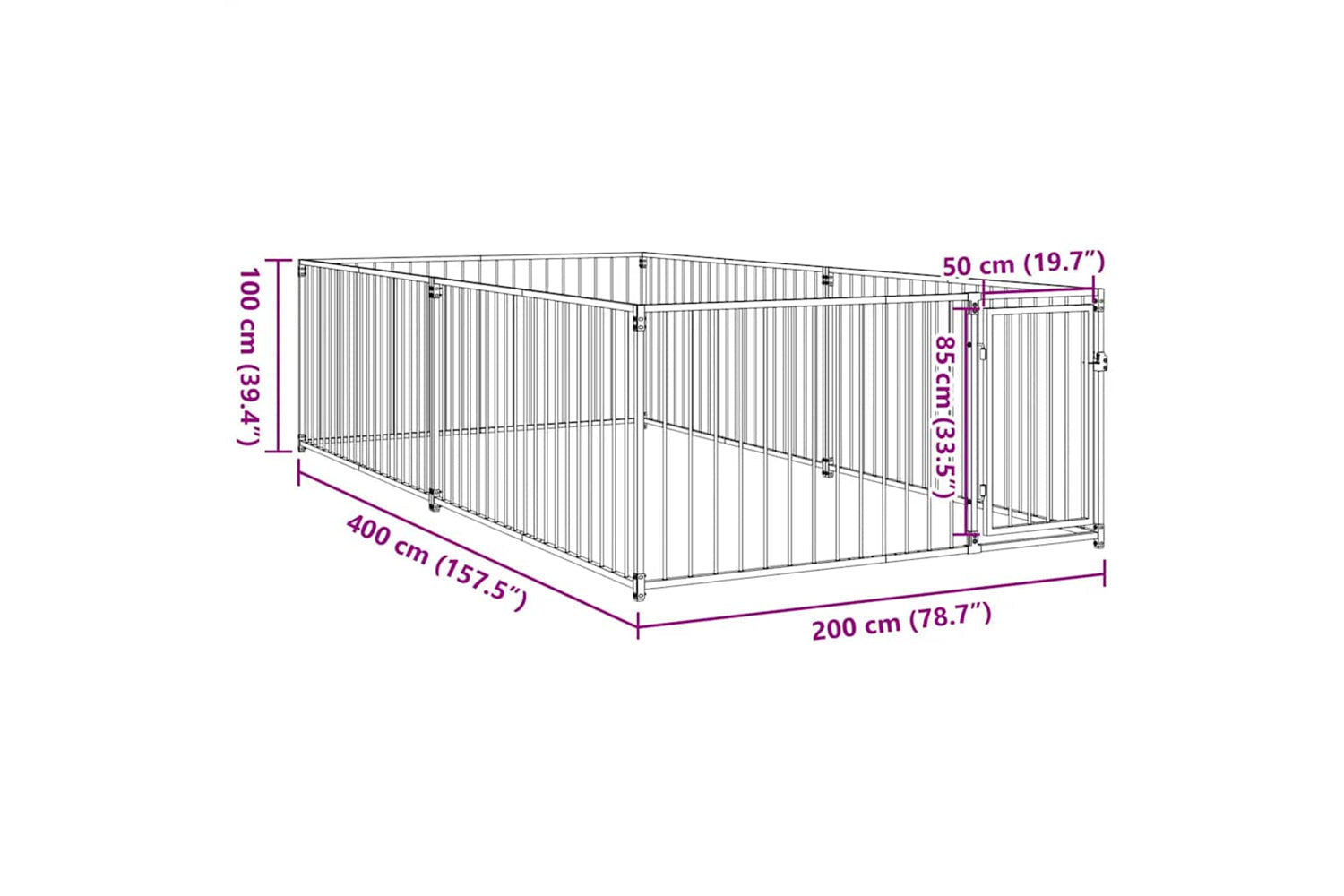 vidaXL 144490 Outdoor Dog Kennel 200x400x100cm-6