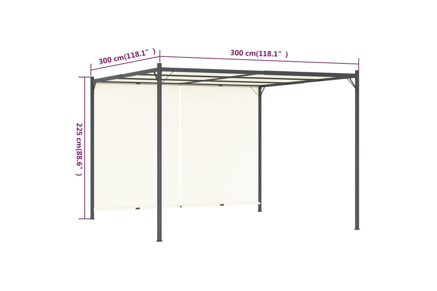 Vidaxl 49323 Pergola With Adjustable Roof Cream White 3x3 M Steel-7