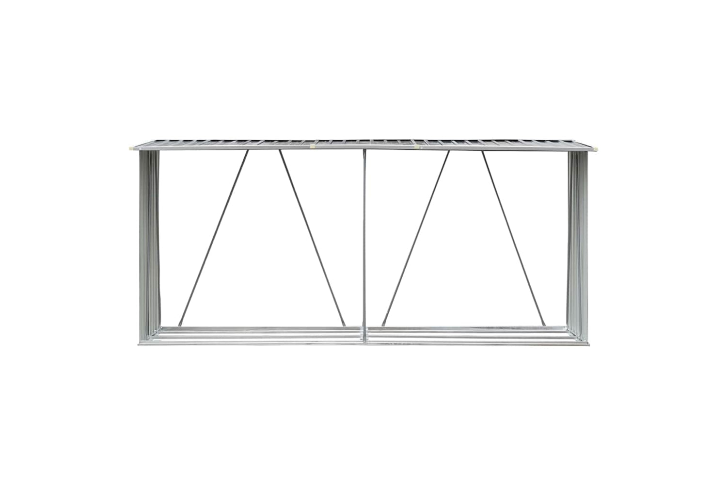 vidaXL 44859 Garden Log Storage Shed Galvanised Steel 330x84x152cm Grey-2