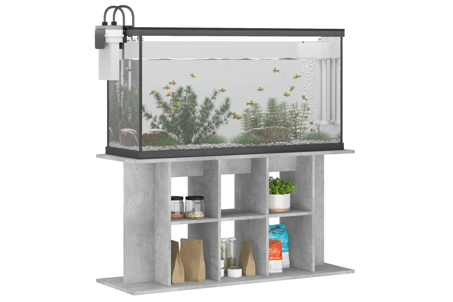 vidaXL 833595 Aquarium Stand Concrete Grey 120x40x60cm Engineered Wood-2