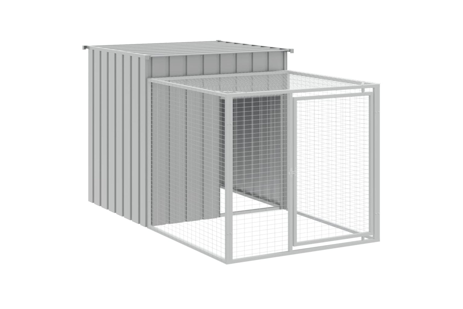 vidaXL 3189095 Chicken Cage With Run Light Grey 110x609x110cm Galvanised Steel-5