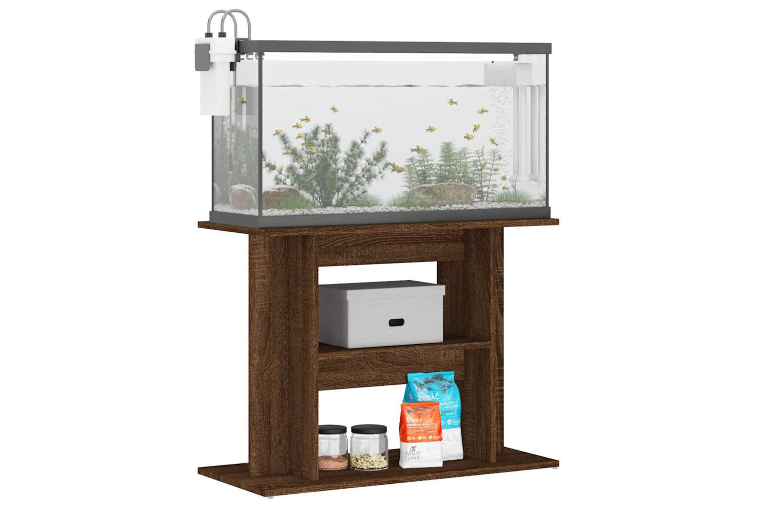 vidaXL 833582 Aquarium Stand Brown Oak 80x35x60cm Engineered Wood-2