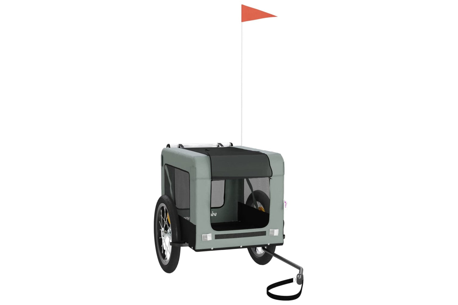 Vidaxl 93916 Pet Bike Trailer Grey And Black Oxford Fabric&iron-2