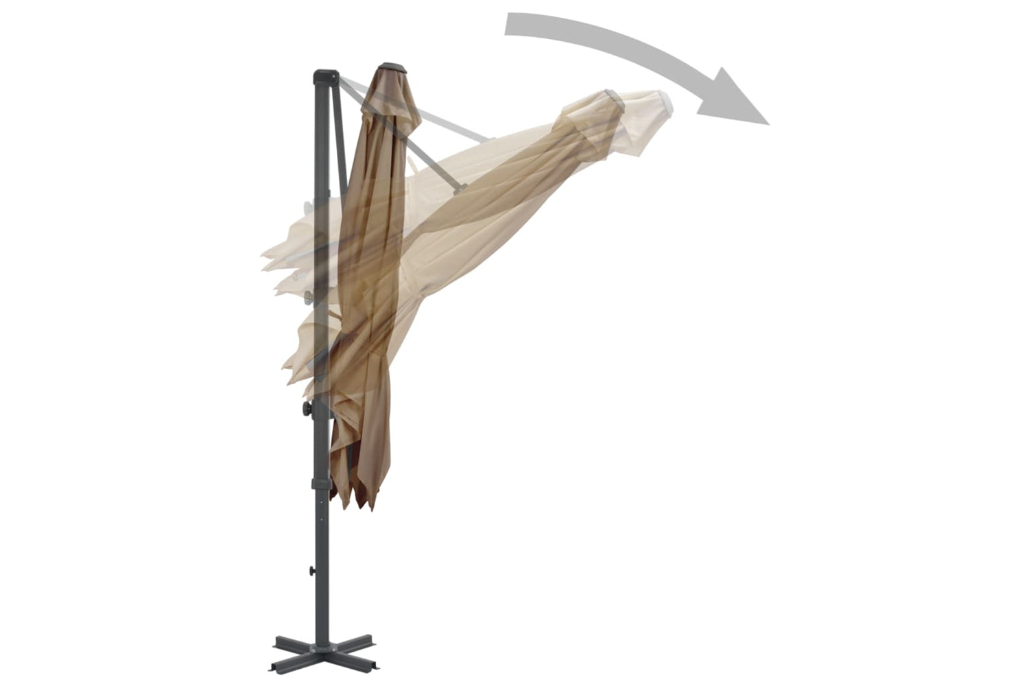 vidaXL 44619 Cantilever Umbrella With Aluminium Pole Taupe 250x250cm-4