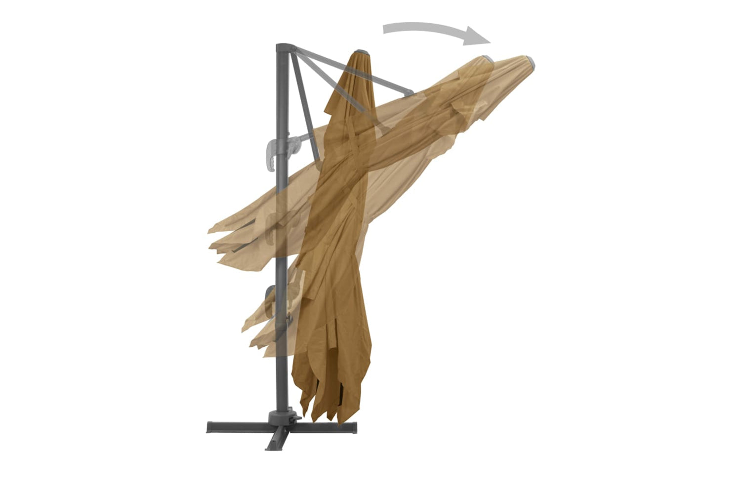 vidaXL 44639 Cantilever Umbrella With Aluminium Pole 400x300cm Taupe-4