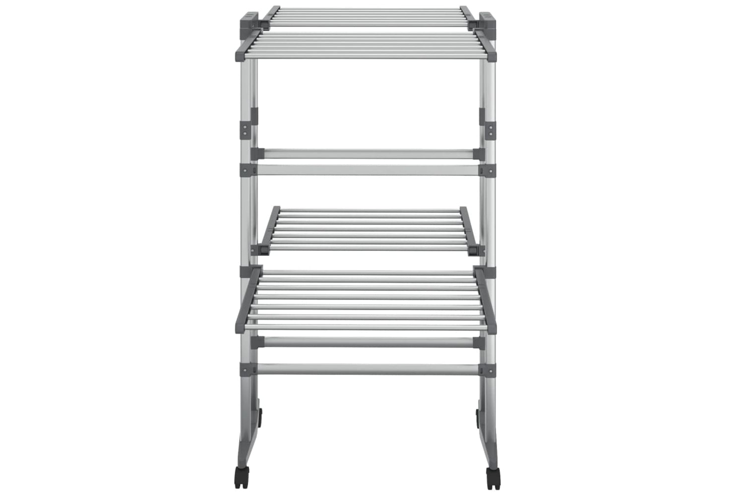 vidaXL 344377 2-tier Laundry Drying Rack With Wheels Silver 60x70x106cm-2