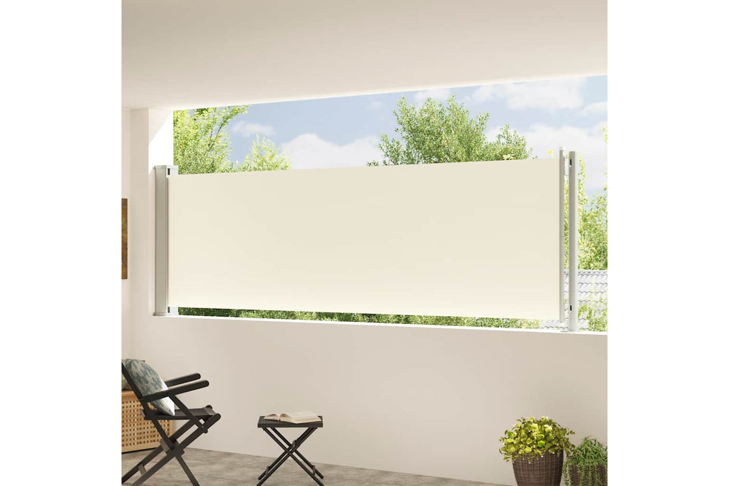 vidaXL 317947 Patio Retractable Side Awning 117x600cm Cream-2